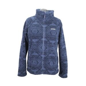 Columbia Geometric‎ Print Sherpa Fleece Full Zip Mock Neck Jacket Women's L